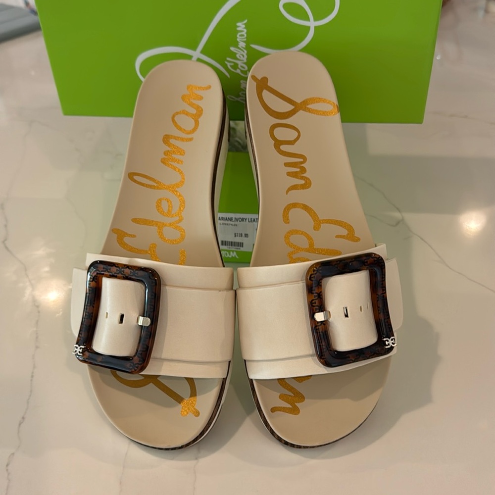 Sam Edelman Ariane Ivory Leather Sandal Sz 10